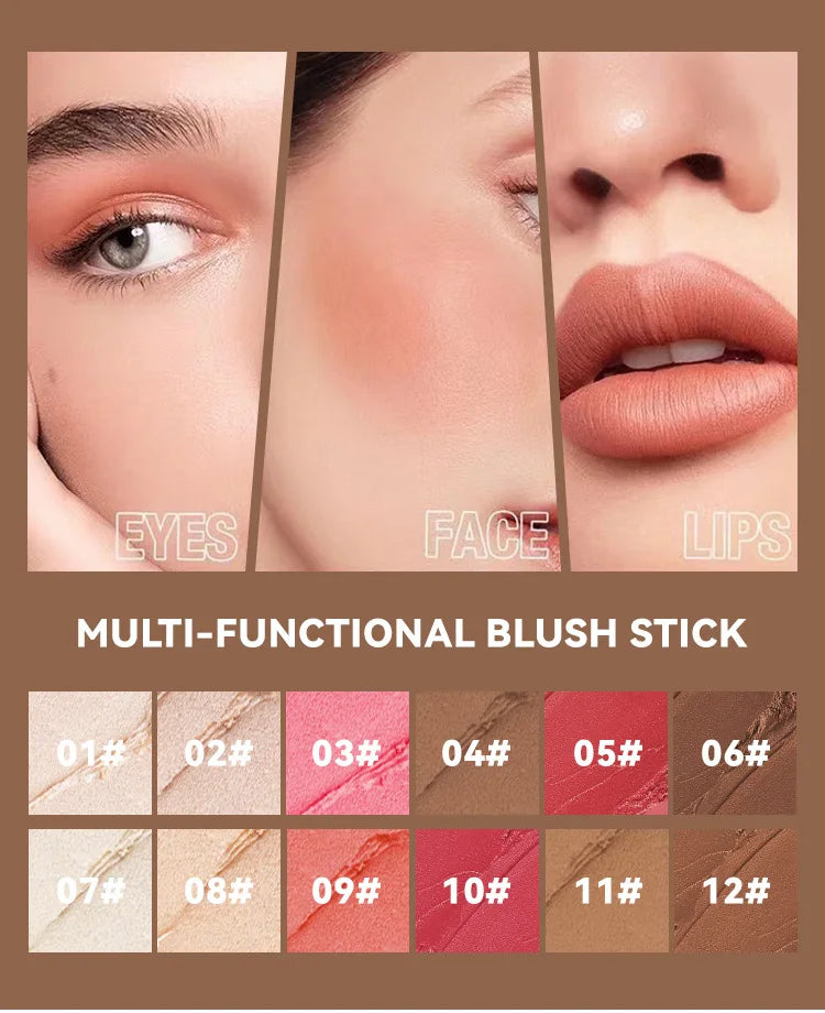 Magic Blush Stick Cheek Lip Tinted Moistured Blush Stick Silky Brighten Blush Cream Blusher Cosmetics Tubes Matte Contour