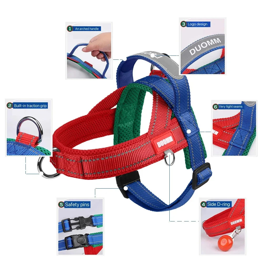 Dog Harness Chest Strap Puppy Accessories Pet Supplies Collar Tactical Vest Dogs Things Leash Cats Products Collars