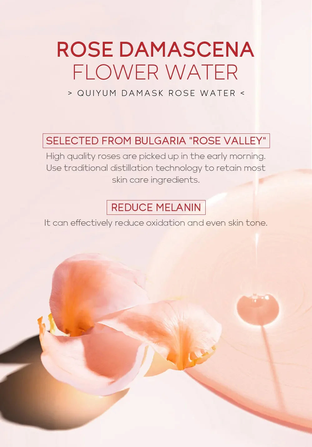 Face Care Rose Water Nourishing Skin Improve Dullness Facial Toner Damask Hydrosol Korean Skincare Products 100ml