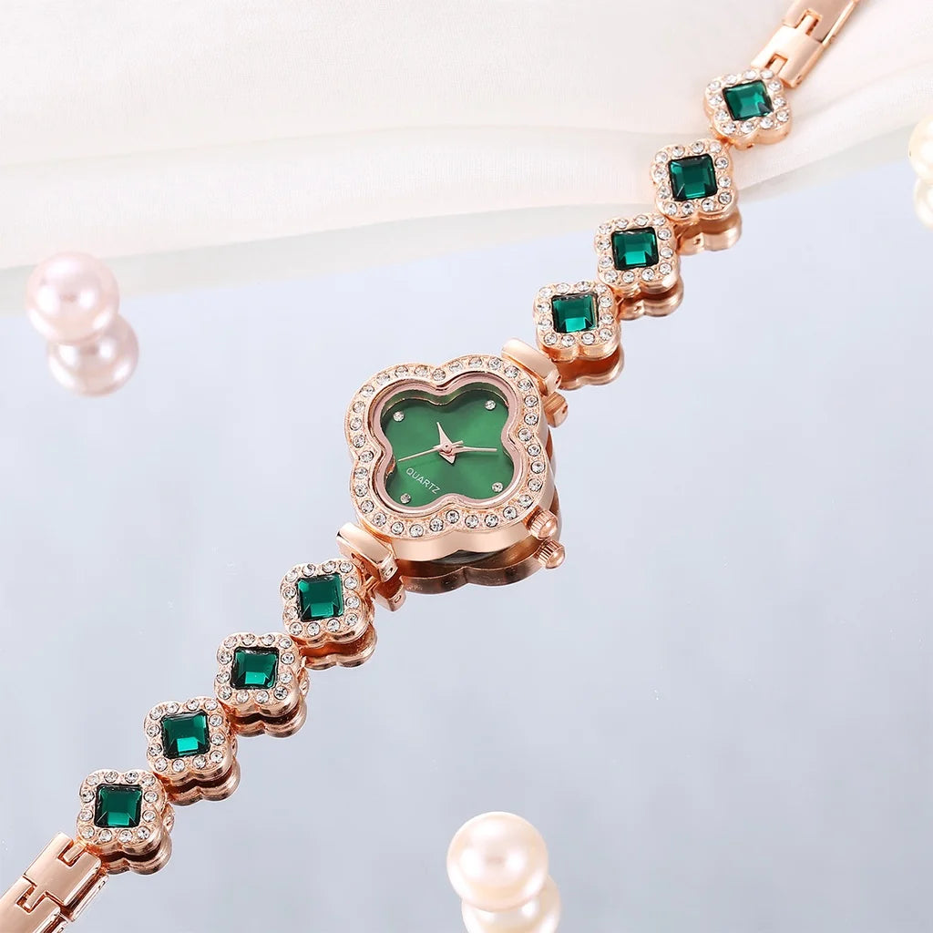 Kegllect Women Watch Vintage Set Diamond es Small Green Wrist No Box