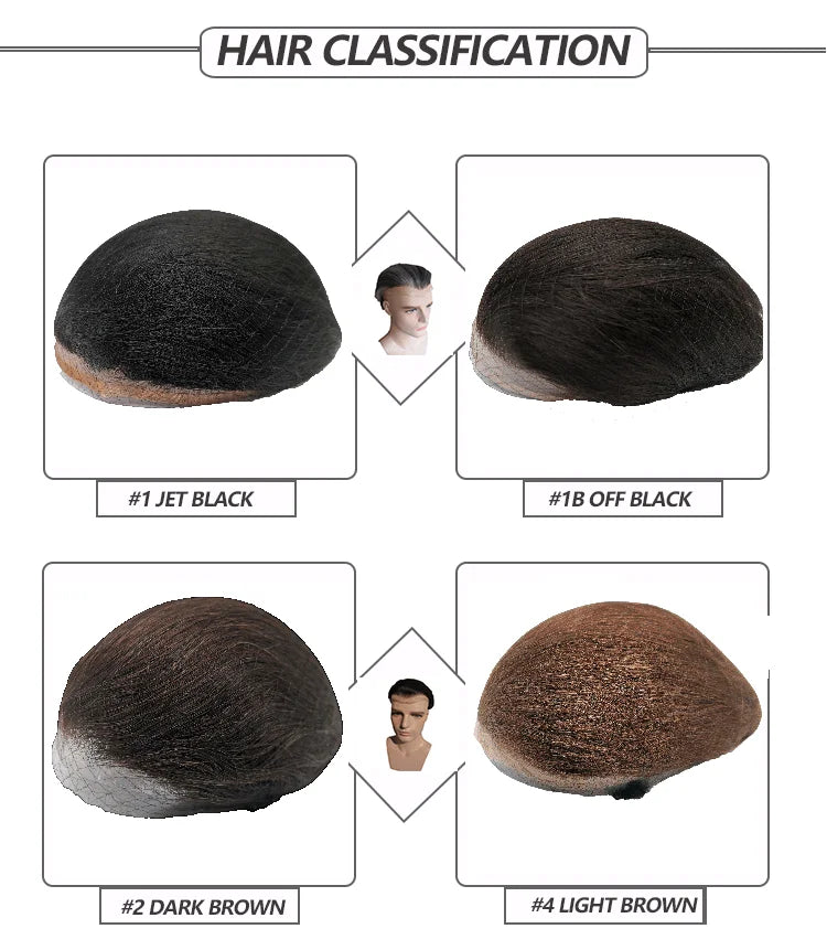 Toupee for Men 0.04mm Thin Skin PU Human Hair Prosthesis and Hair Units Hair Replacement System base 10*8