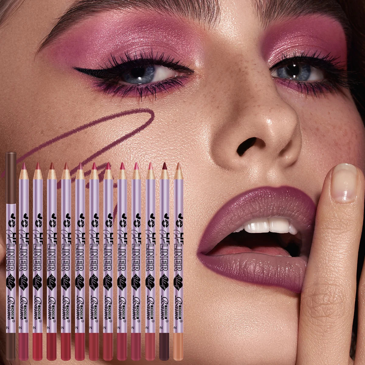 12 Color lipliner Set Contour Pen Tone Waterproof Mist Matte Lipstick Cosmetics