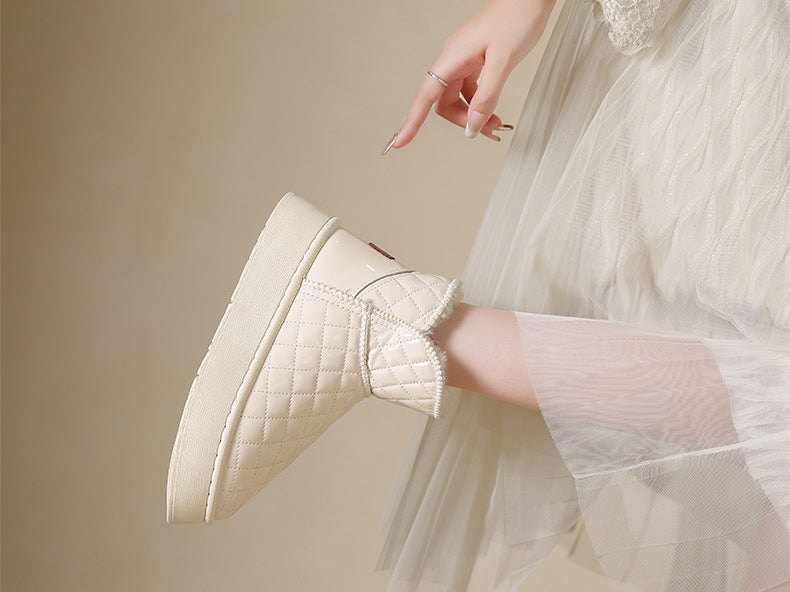 Women Snow Boots Warm Plush Slip-on Solid Fashion Female Ankle Boot Ladies Winter Comfortable Shoes