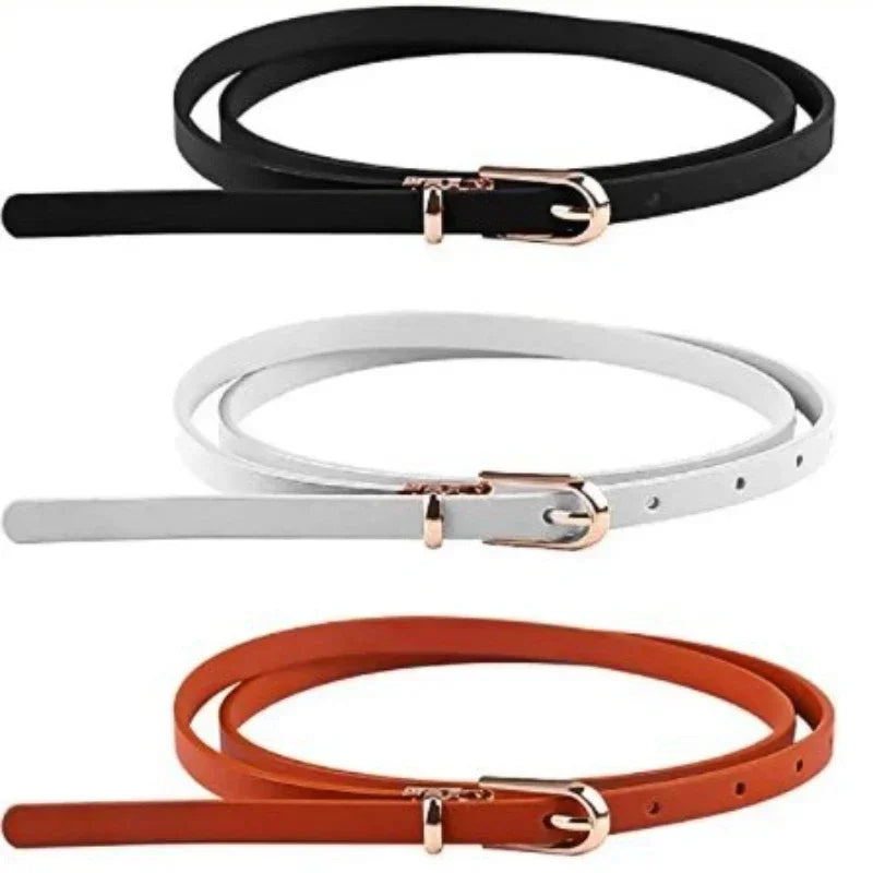 PU Leather Dress Skirt Waist Elastic Thin Belts Ladies Waistband Fashion Belts for Women Luxury Design Women Double Pearl Belt
