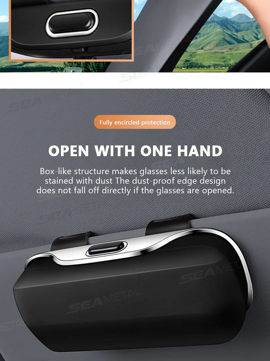 BLALION Car Glasses Box Portable Press Switch Sunglasses Holder Stable Shock-proof Driving Glasses Holder Eyeglass Storage Case