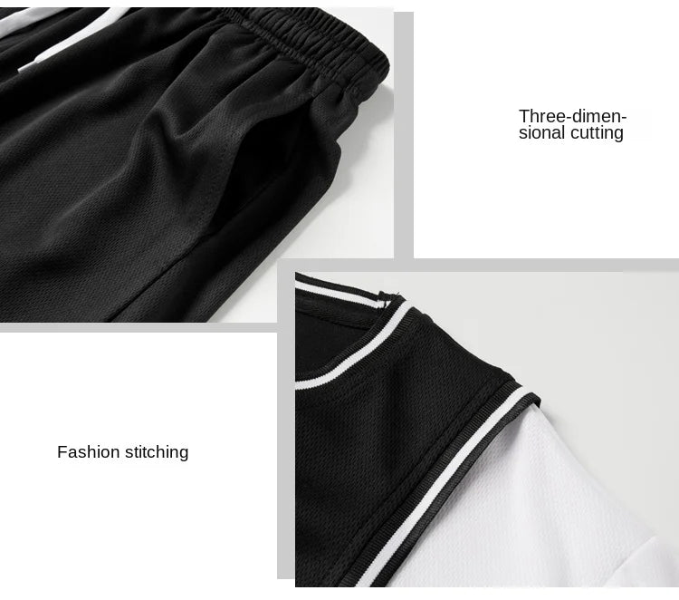 NASA GISS Summer Solid Ice Silk Tank Top Sports Set Basketball Suit Sleeveless T-shirt Shorts Large Men's Training Clothes