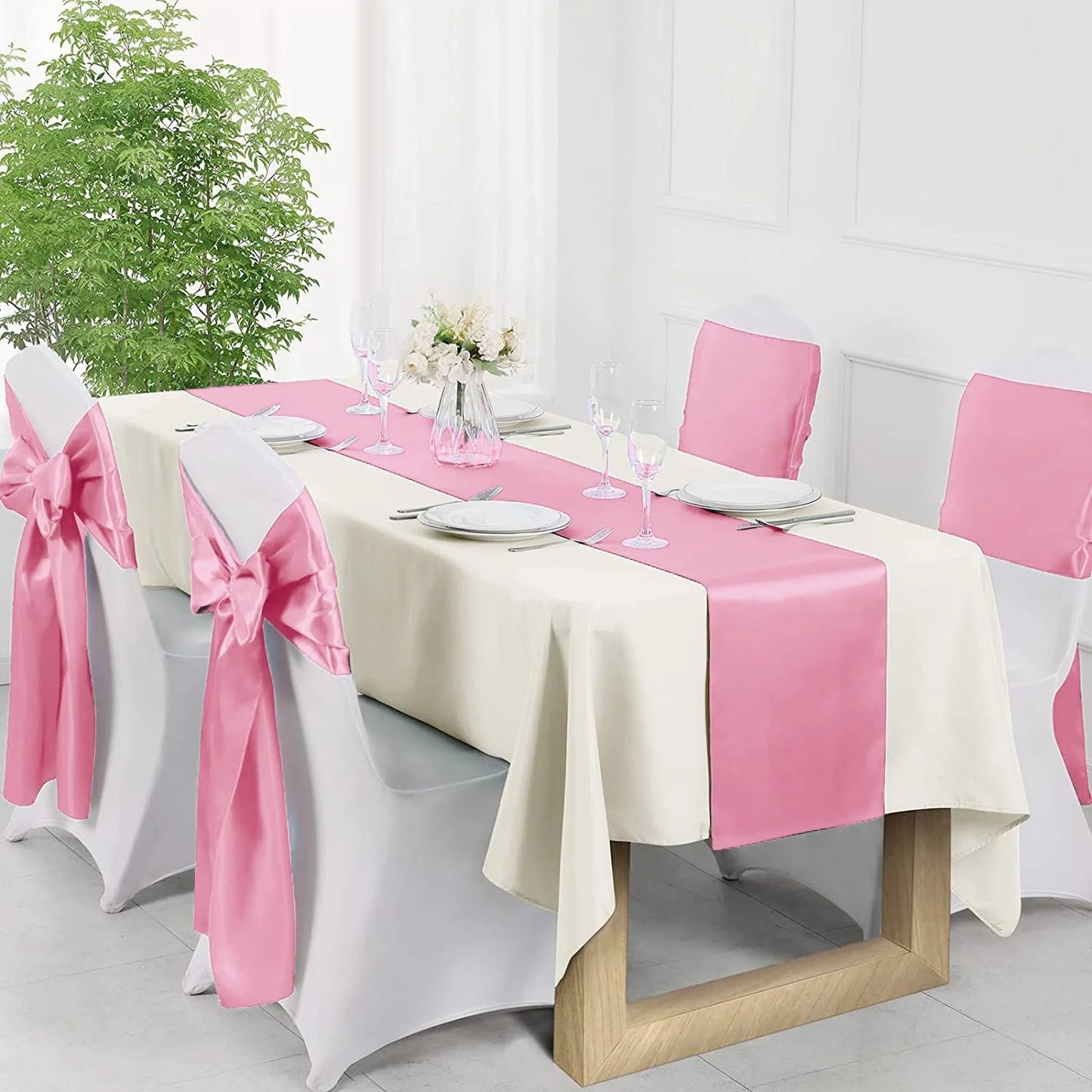 Satin chair waist belt wedding banquet chair bow party decoration adjustable ribbon for table decoration