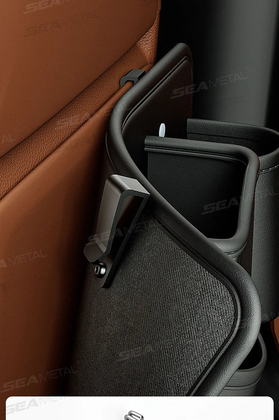 BLALION Car Seat Back Organizer PU Anti Kick Pad Short Auto Tissue Pocket Storage Bag With Cup Holder Trash Can Bin Accessories