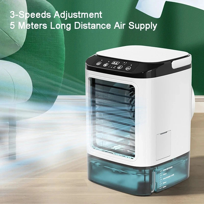 Air Conditioner Portable Fan Desktop Dual Spray Ultrasonic Atomization 3-Speed Mute Air Cooler Night Light Electric Fan for Home