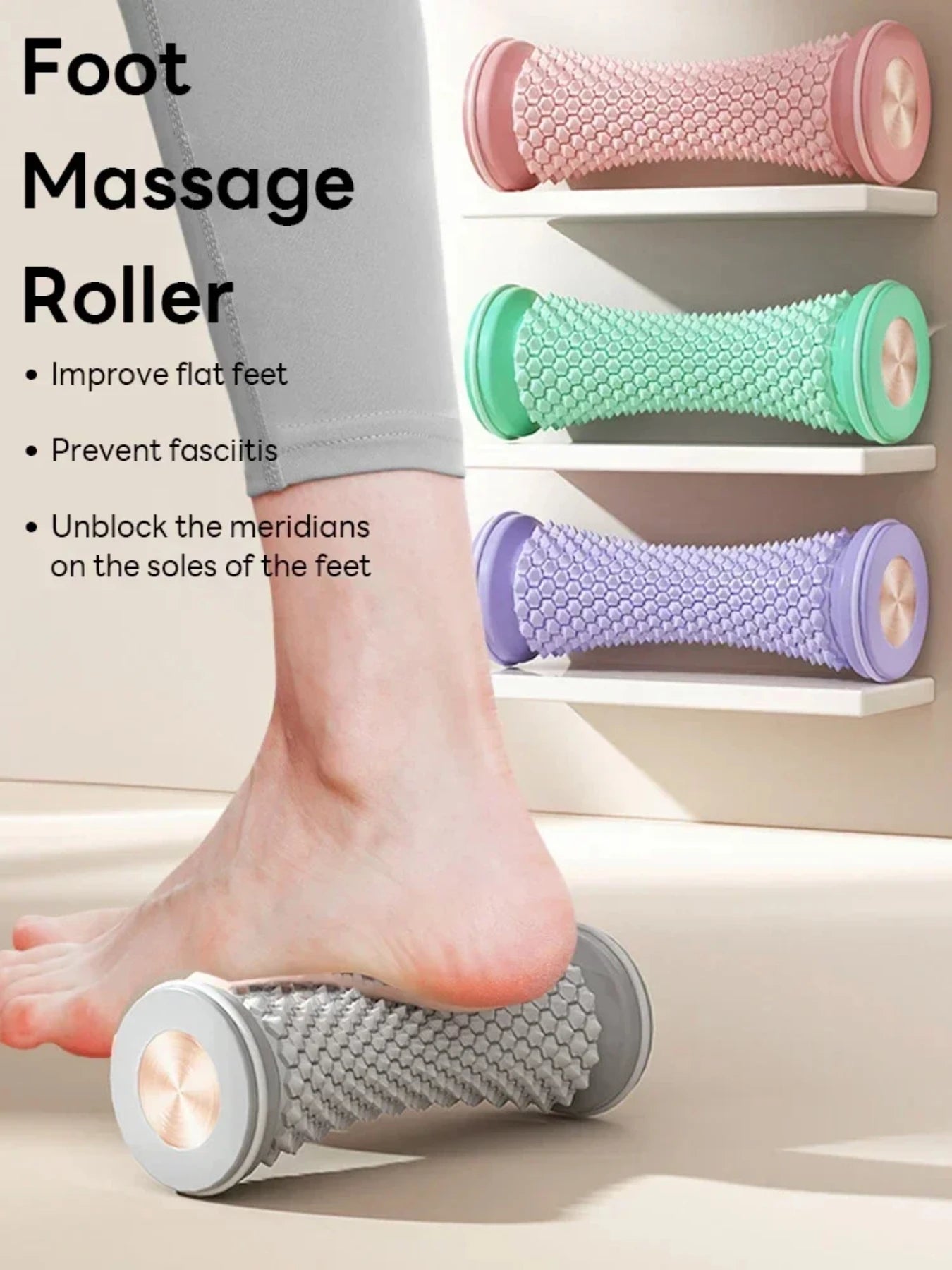Foot Massager Massage Roller Yoga Massage Ball Plantar Fascia Roller Muscle Relaxation Care Plastic Manual Foot Massager