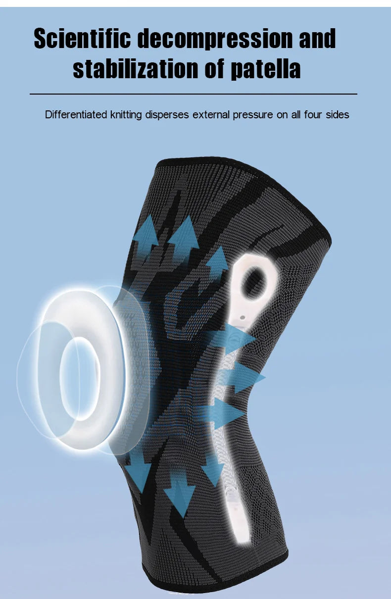 1 Piece Knee Brace Silicone Pads Spring Support High Elastic Breathable Knee Sleeves Protect Meniscus Basketball Sports Guard