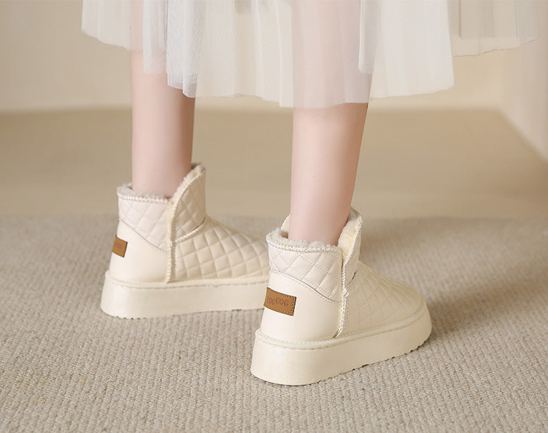 Women Snow Boots Warm Plush Slip-on Solid Fashion Female Ankle Boot Ladies Winter Comfortable Shoes