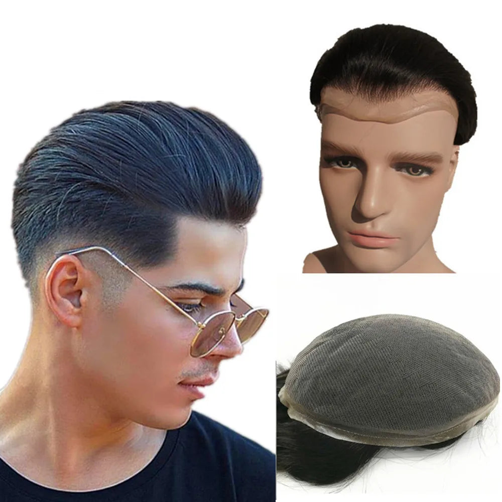 NLW Toupee for Men Human Hair Prosthesis Mens Swiss Lace Hair Replacement System Hair units base 10*8 Hair pieces