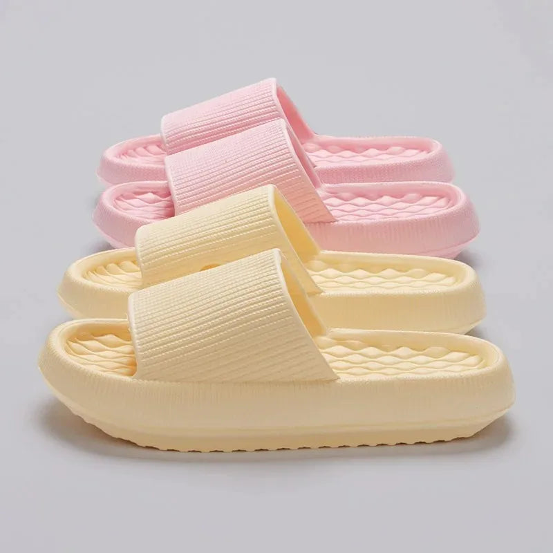 4cm Thick Platform Pillow Slippers Women 2024 Summer Eva Soft Sole Indoor Slides Woman Flat Non Slip Bathrooom Home Slippers