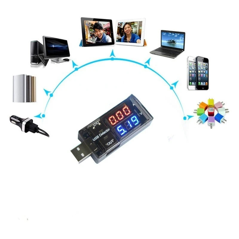 Red+Blue Dual USB Current Voltage Charging Detector Tester Battery Voltmeter Ammeter Charger Dector