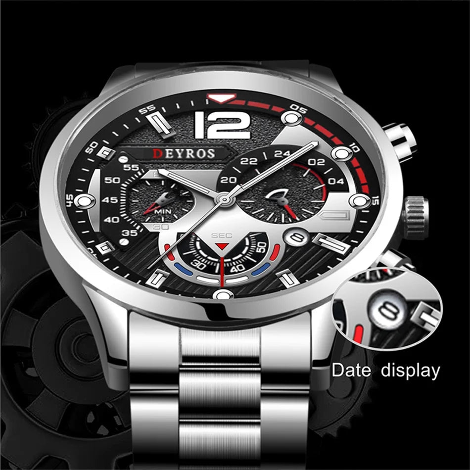 Men Luxury Watches Male Gold Bracelet Stainless Steel Quartz Calendar Watch Business Luminous Clock