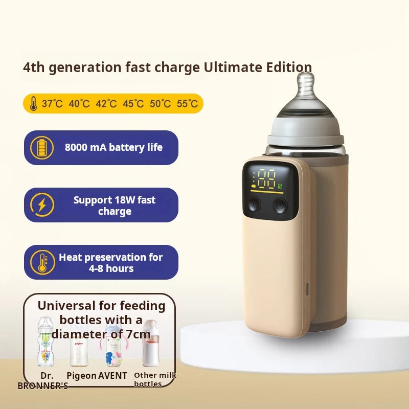 Wireless heating bottle thermos sleeve for winter hot milk and night milk artifact portable USB bottle warmer