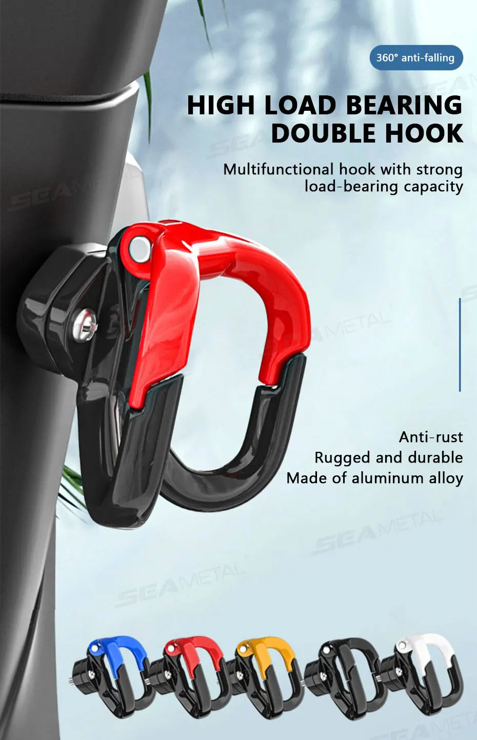 BLALION Motorcycle Helment Hook Holder Hand Bag Double Hook Luggage Shopping Bag Hangers Aluminum Alloy Motorcycle Accessories