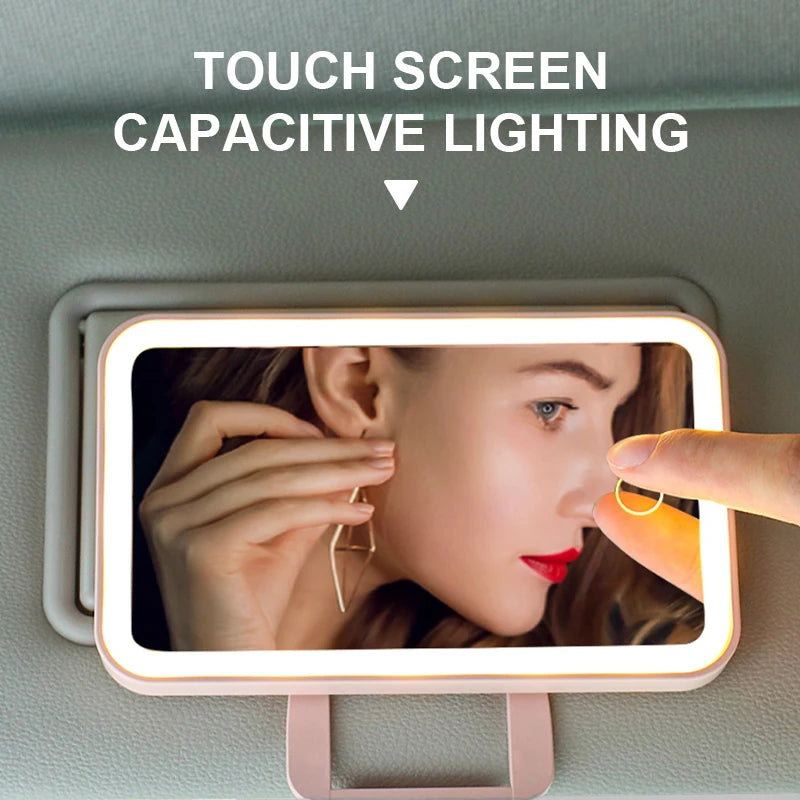 BLALION Car Sun Visor Makeup Mirror Rechargeable Touch Sensor Cosmetic Mirror Large Screen Fill Light Car Vanity Interior Mirror