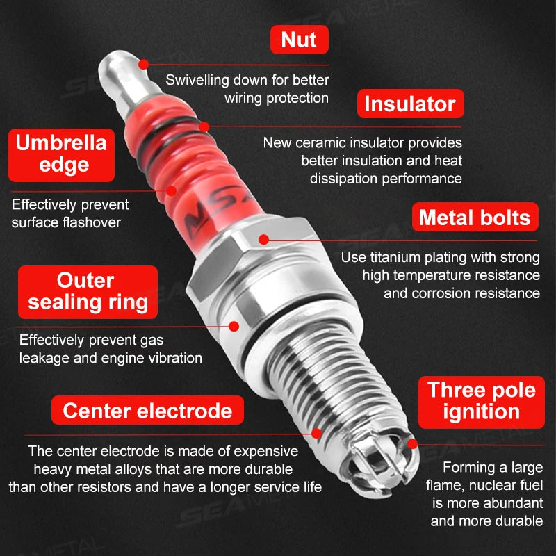 BLALION Racing Spark Plug 3 Triple Electrode A7TC D8TC For GY6 CG 50 70 110 125 150CC Motorcycle Atv Scooter Dirt Bike Go Kart