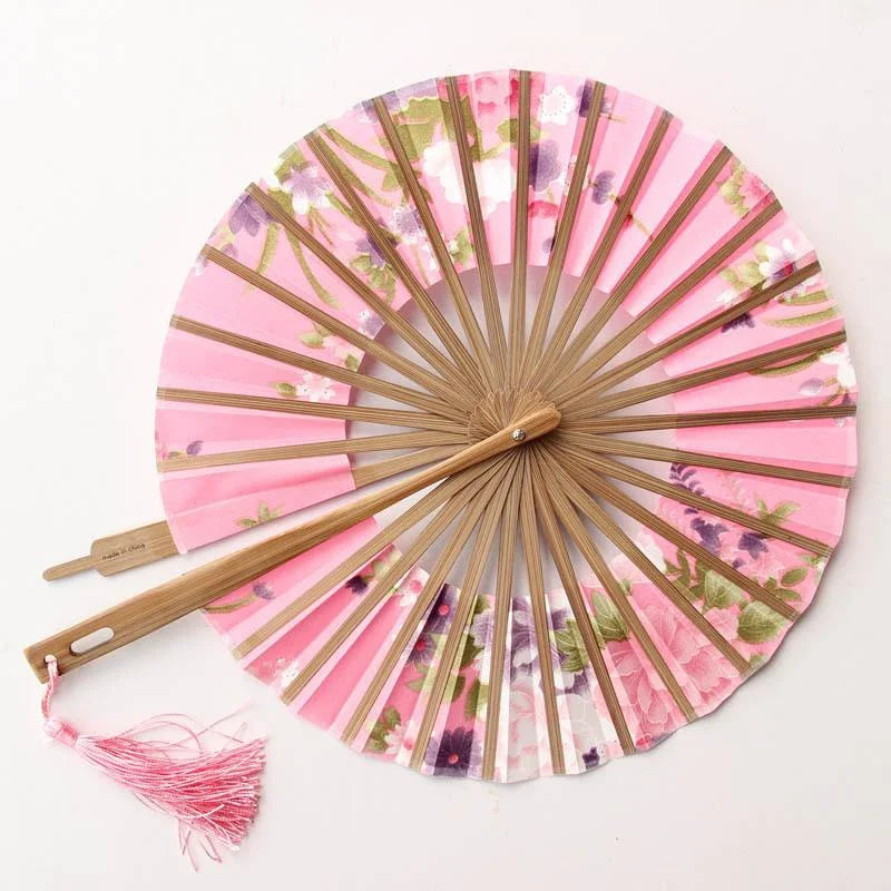 1PC Windmill Fan Female Gift Fan Japanese Round Fan Portable Folding Fan Lady Folding Fan