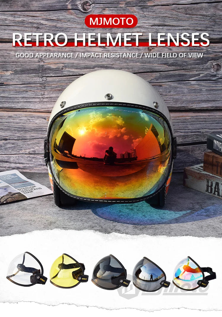 Universal Sun Visors For Motorcycle Helmet Open Face 3/4 Helmet Bubble Visor Anti-UV Motorbike Glasses Windproof Motocross Lens