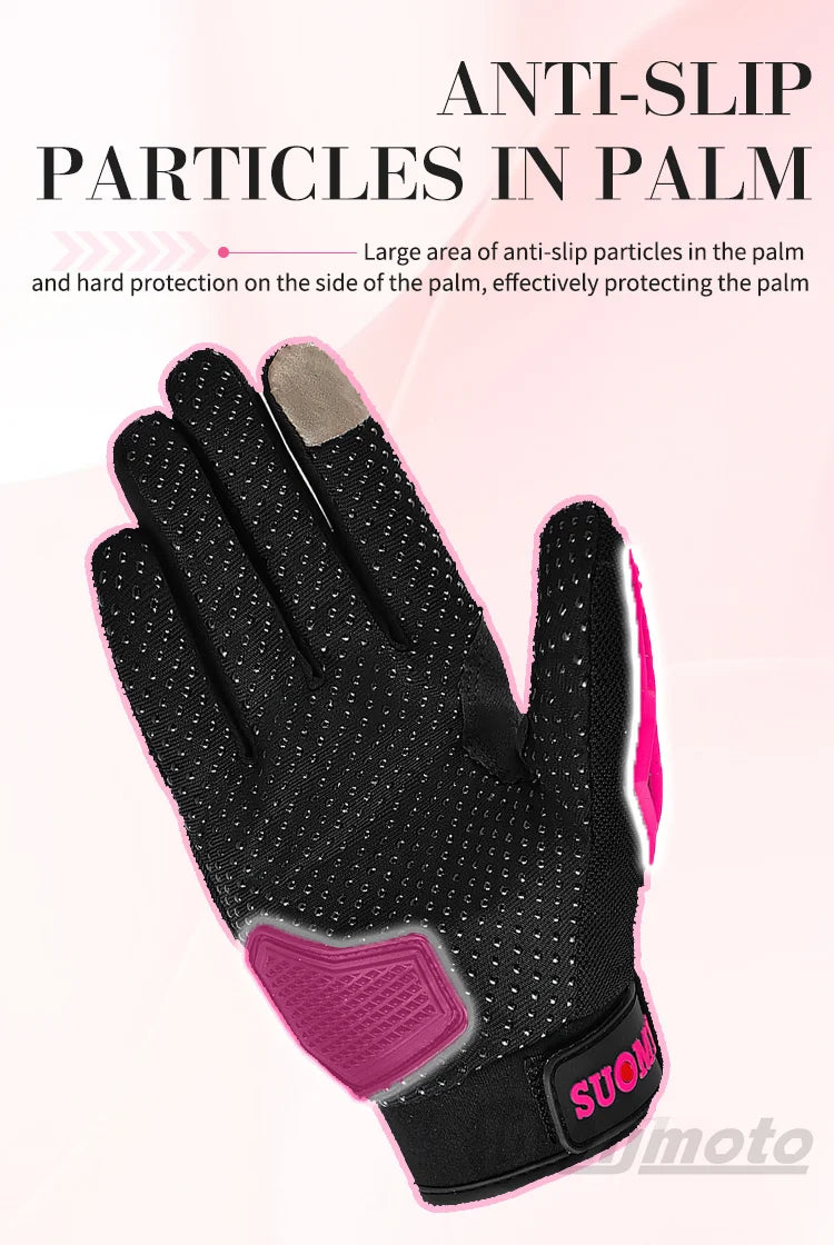 Suomy Lady Pink Motorcycle Gloves Summer Women Breathable Motocross Racing Gloves Motorbike Bicycle Cycling Moto Gloves Female