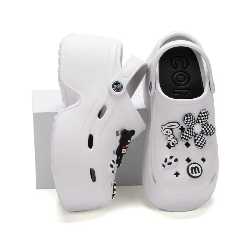 Women Chunky Platform Sandals 2024 Summer Soft Thick Sole Diy Clogs Garden Shoes Woman Closed Toe Non-Slip Beach Slides Sandals
