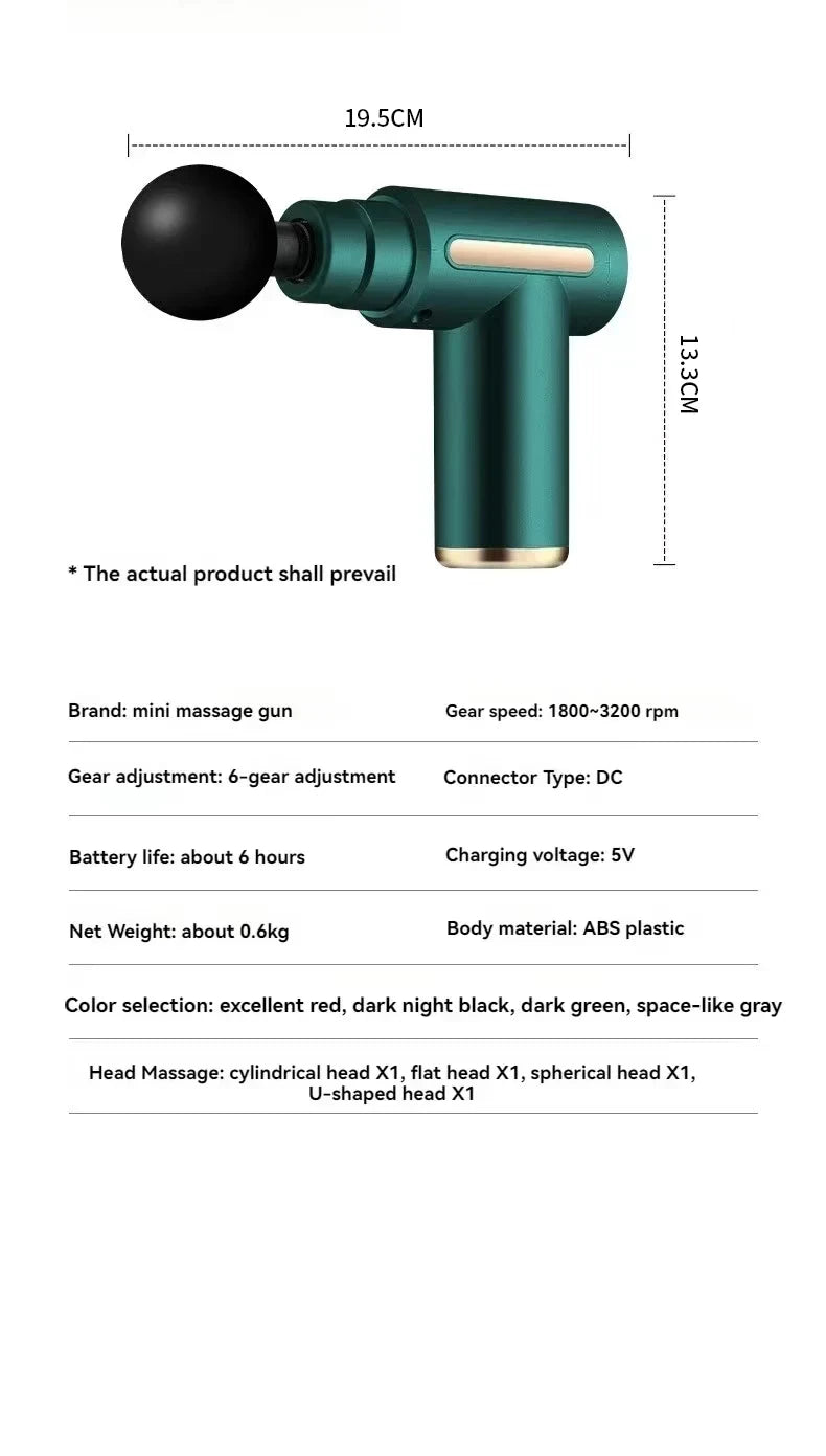 New Portable Fascia Massage Gun Deep Tissue Mini Muscle Massage Gun Lightweight Adjustable Speed Whole Body Massage Equipment
