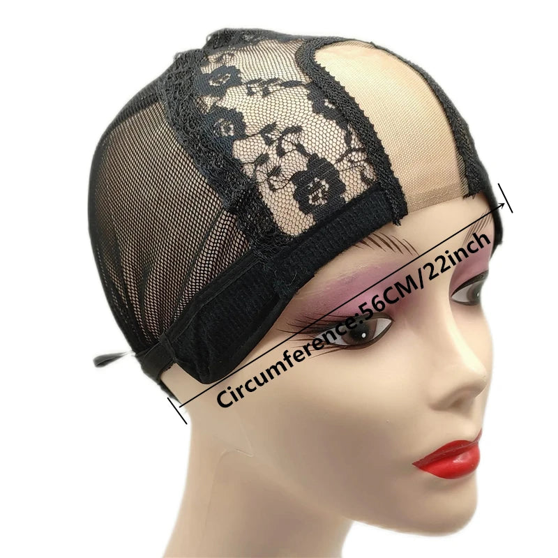 1PC Adjustable 2X4 Inch U Part Wig Hairnets For Making Wigs Black Color mesh wig cap
