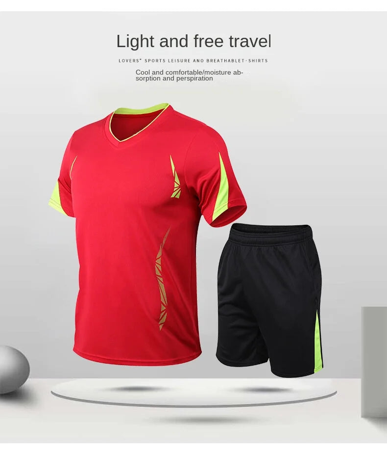 Sports suit men's summer fitness short sleeve T-shirt men's fast drying clothes running loose casual Sportswear large