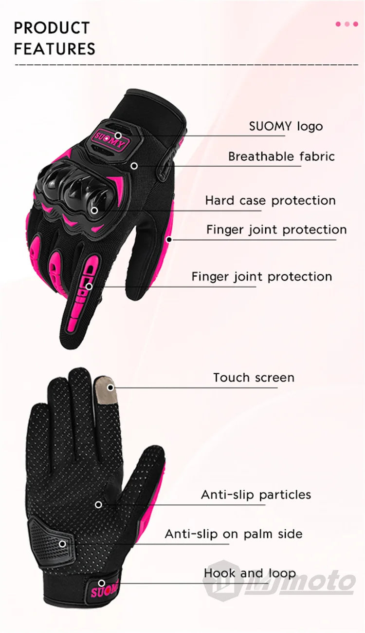 Suomy Lady Pink Motorcycle Gloves Summer Women Breathable Motocross Racing Gloves Motorbike Bicycle Cycling Moto Gloves Female