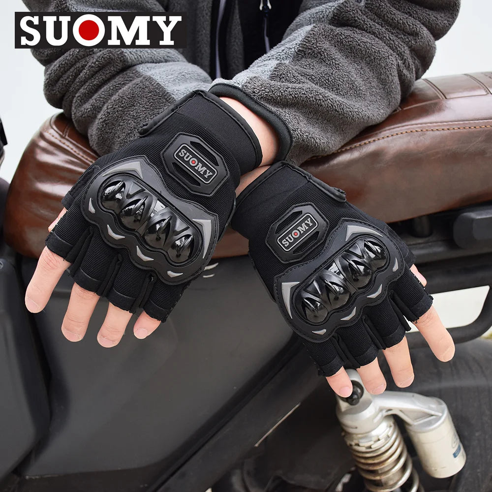 SUOMY Summer Half Finger Motorcycle Gloves Shockproof Non-slip Motocross Racing Fingerless Gloves Moto Biker Cycling Gloves