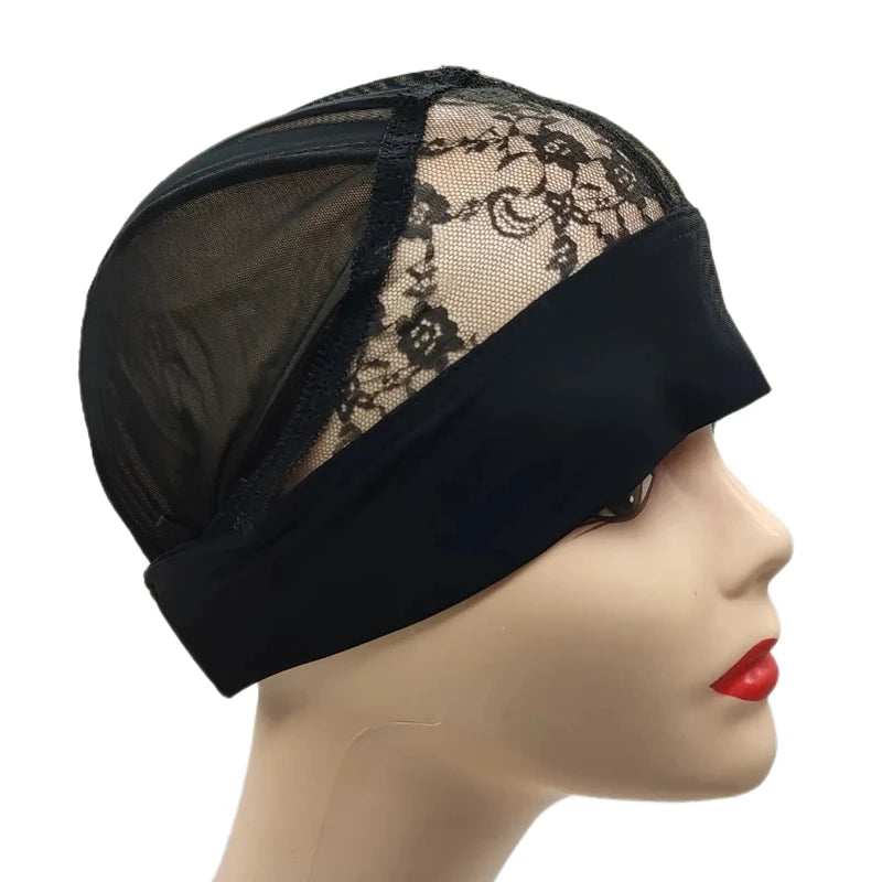 1PC Headband Wig Cap Lace Mesh Wig Caps Wig Grip Cap with Adjustable Elastic Band for Making Wigs