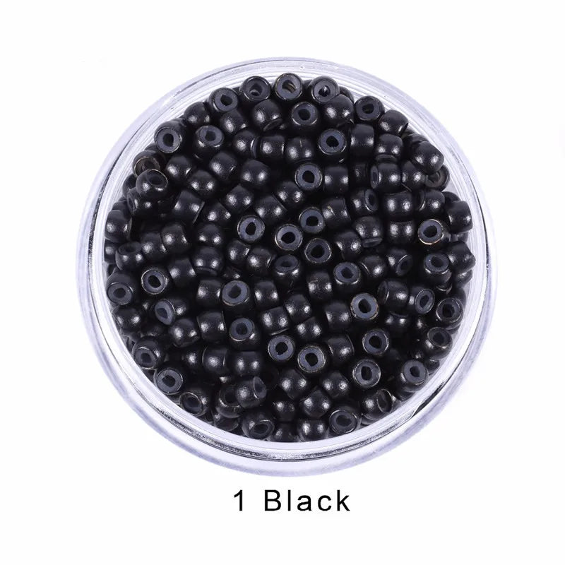 1000Pcs 3.0mm Hair Beads Silicone Lined Copper Nano Rings Micro Links Beads for Hair Extensions Black/Dark Brown/Blonde