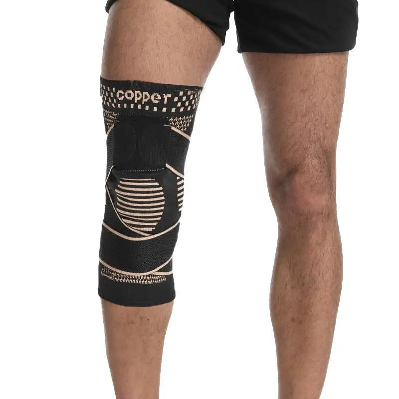 1Pc Sports Copper Ion Strap Knee Pads Non-slip Knitted Nylon Knee Pads Fitness Jump Rope Basketball Running Gear Men Women