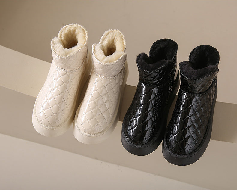 Women Snow Boots Warm Plush Slip-on Solid Fashion Female Ankle Boot Ladies Winter Comfortable Shoes
