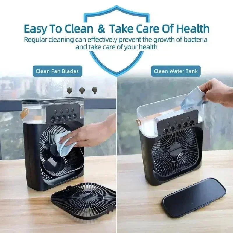 New 3 In 1 Fan AIr Conditioner Household Small Air Cooler LED Night Light Portable Humidifier Air Adjustment Fan Office Home Fan