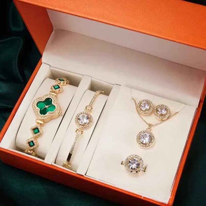 Kegllect Women Watch Vintage Set Diamond es Small Green Wrist No Box