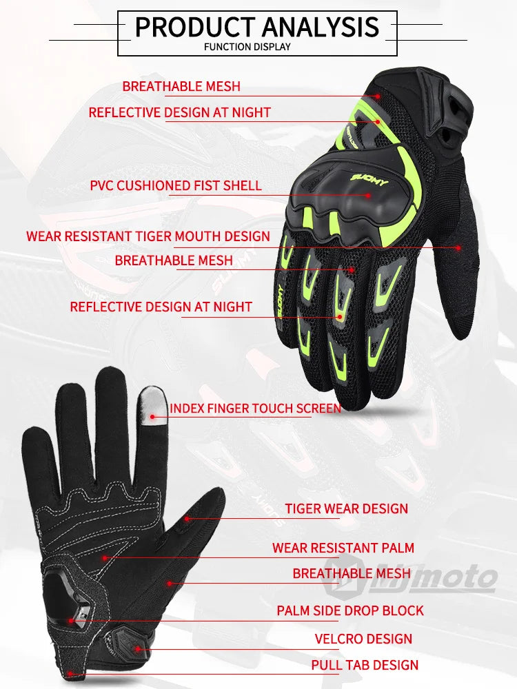 Suomy Motorcycle Gloves Men Women Summer Motorbike Racing Gloves Touch Screen Breathable Motocross Moto Biker Cycling Gloves