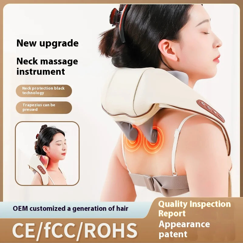 Neck and Shoulder Massager Wireless Shoulder and Back Kneading Massage Shawl Trapezius Neck Cervical Masajeador