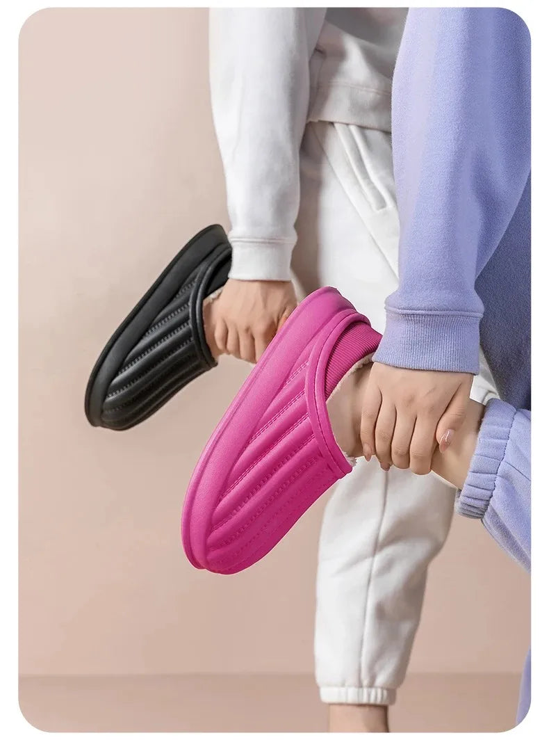 Winter Warm Cotton Slippers for WOMEN'S Home Wear, Thickened Waterproof, Snow Proof, Warm and Minimalist Couple Cotton Shoes