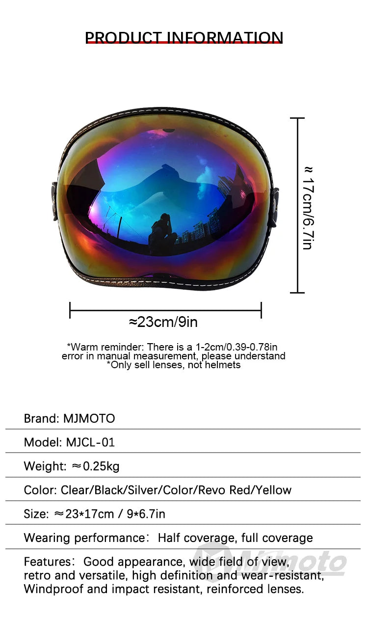 Universal Sun Visors For Motorcycle Helmet Open Face 3/4 Helmet Bubble Visor Anti-UV Motorbike Glasses Windproof Motocross Lens