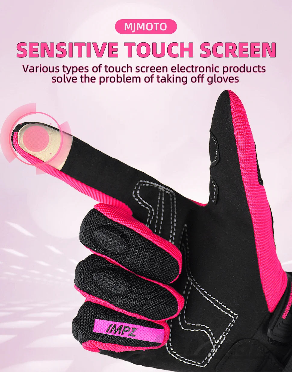 MJMOTO Women Pink Motorcycle Gloves Summer Lady Breathable Motocross Motorbike Gloves Moto Bicycle Cycling Gloves For Female