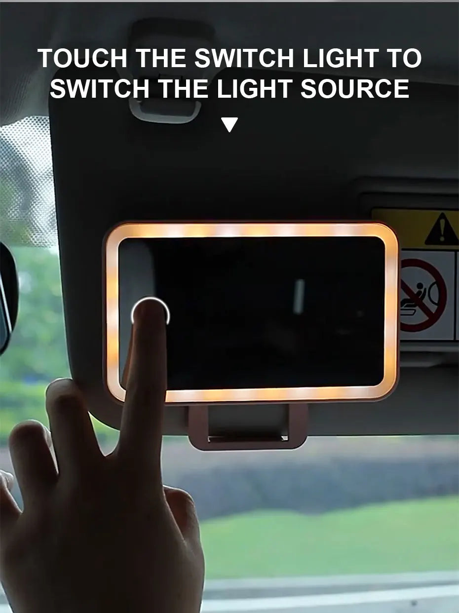 BLALION Car Sun Visor Makeup Mirror Rechargeable Touch Sensor Cosmetic Mirror Large Screen Fill Light Car Vanity Interior Mirror