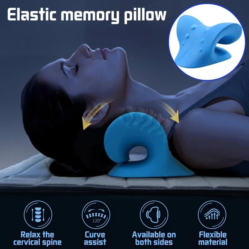 Neck Massage Pillow Neck Shoulder Cervical Chiropractic Traction Device Massage Pillow for Pain Relief Spine Correction