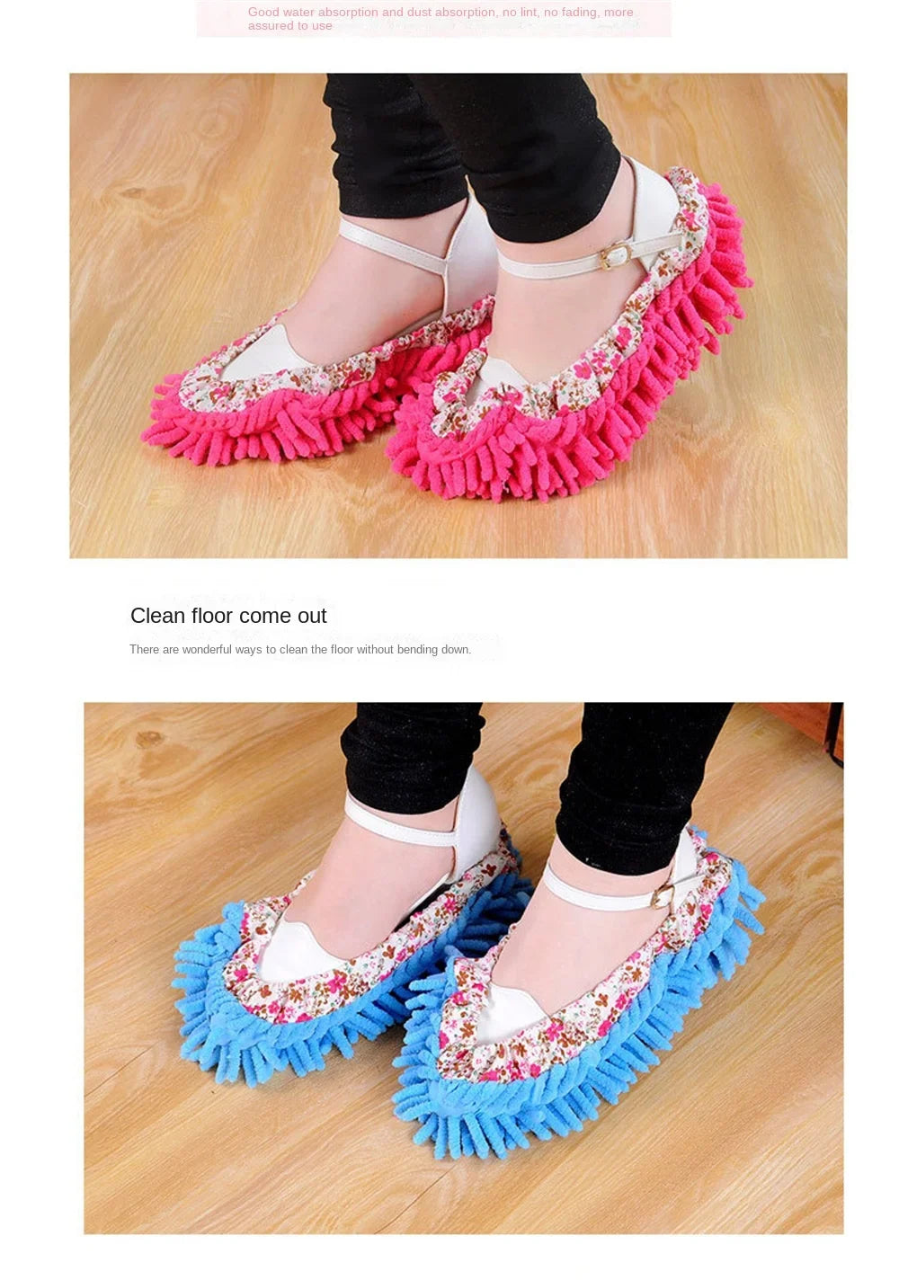 Floor Dust Cleaning Slippers Shoes No Color Fading Convenient Floor Slipper Set Household Accessories Cleaning Products Cloth