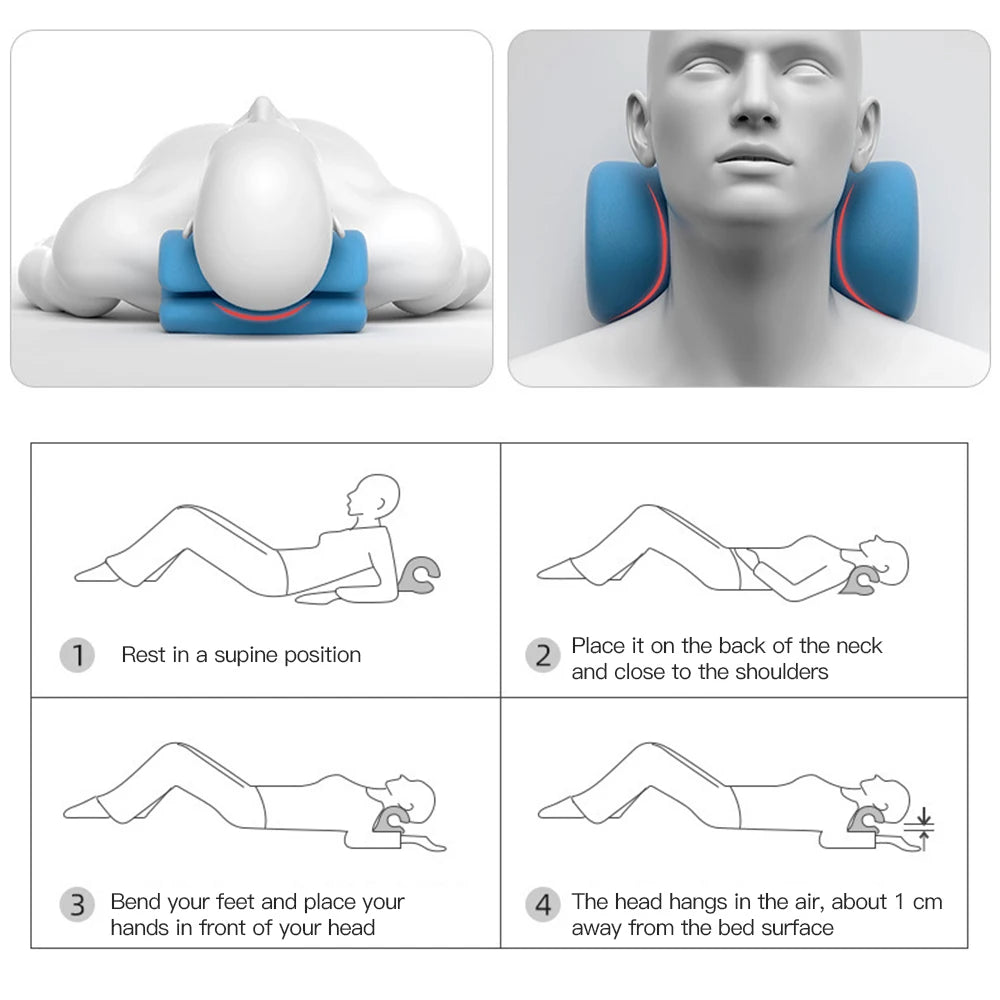 Neck Massage Pillow Neck Shoulder Cervical Chiropractic Traction Device Massage Pillow for Pain Relief Spine Correction