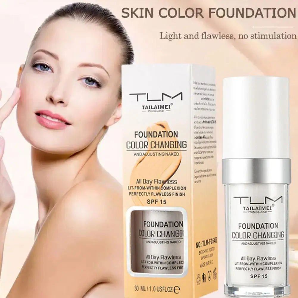 Magic Color Changing Liquid Foundation Matte Long-lasting Moisturizing Foundation Brightens Full Coverage Concealer Foundation