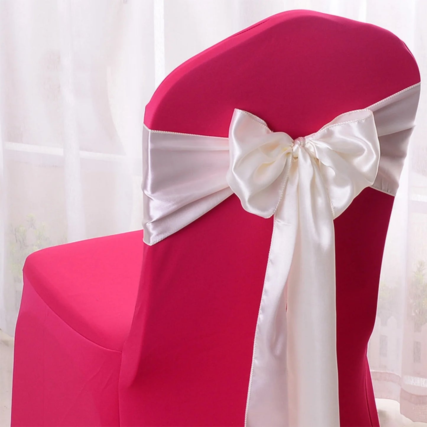 Satin chair waist belt wedding banquet chair bow party decoration adjustable ribbon for table decoration